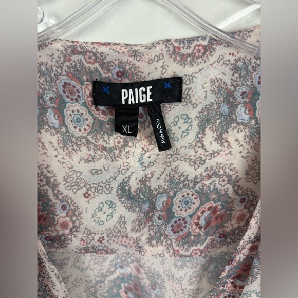 Paige Margherita Sheer Blouse Tie Waist Faux Wrap Boho Floral XL 1294 - Picture 4 of 8